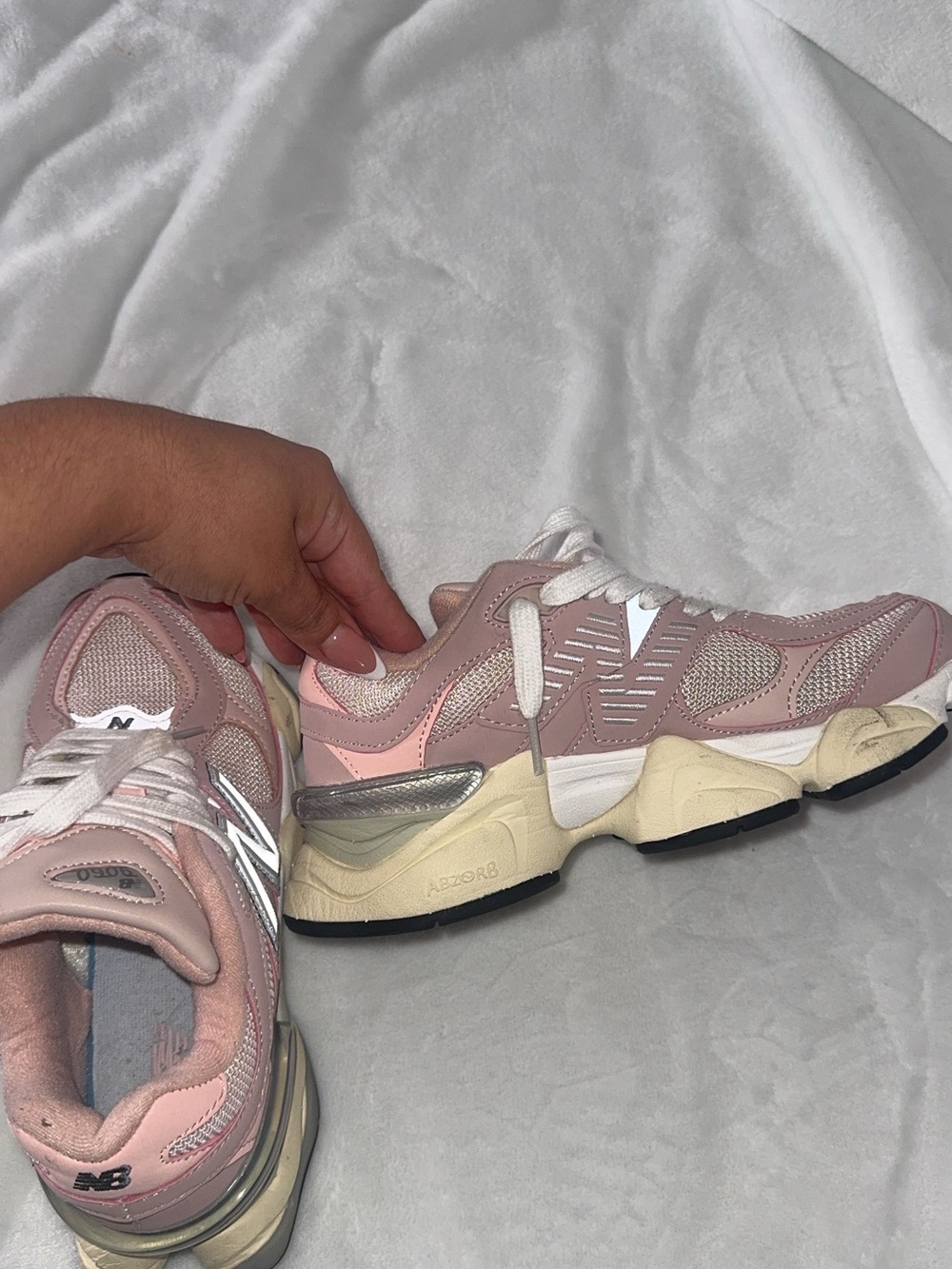 New Balance Women's Pink and Cream Retro Running Sneakers